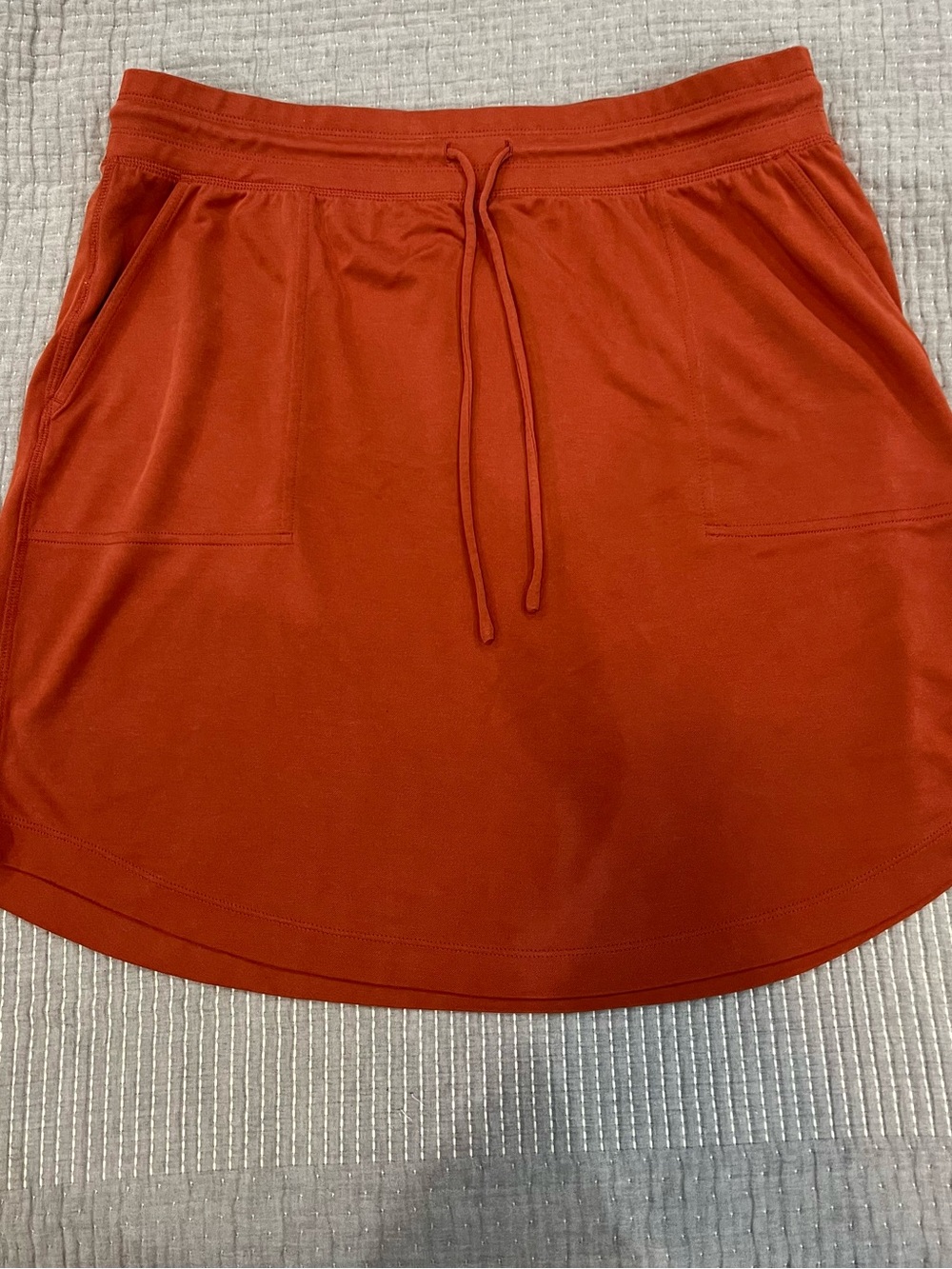 Lou & Grey Drawstring A-Line Skirt in Rust Orange